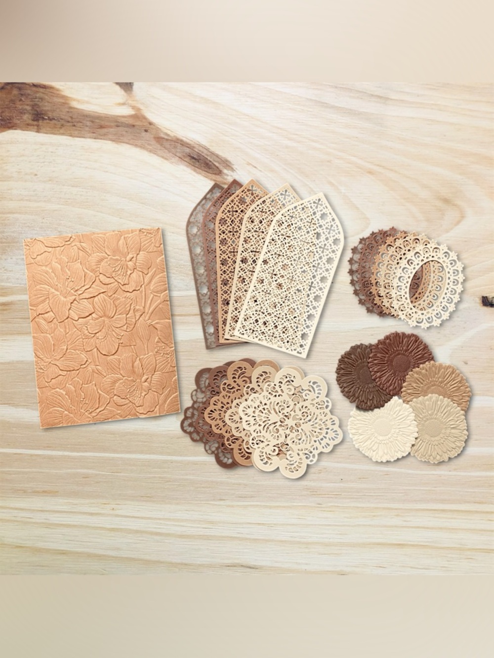 Neutral Floral and Lace Paper Die-Cuts Set | Handmade